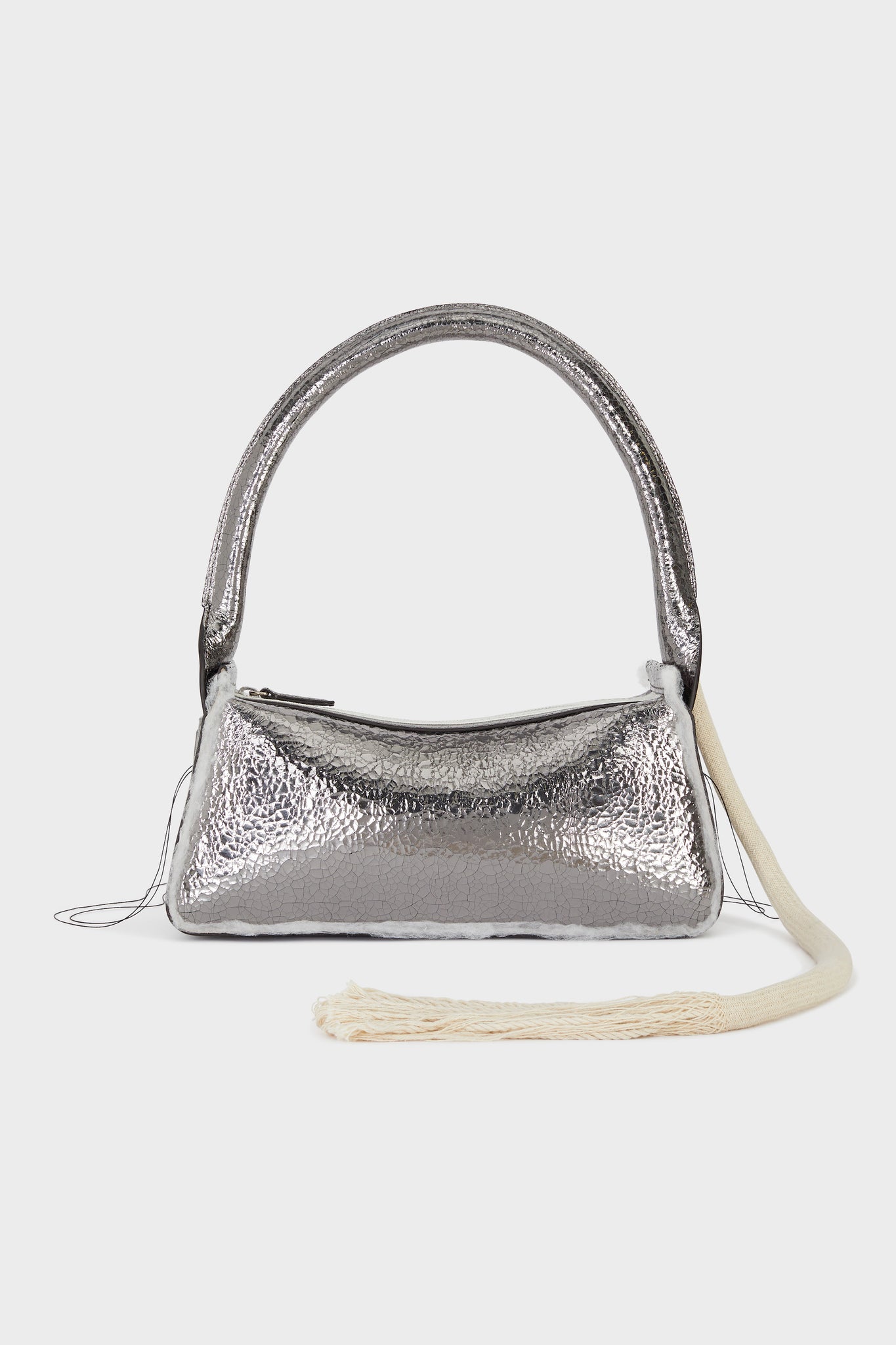 Savvas Silver Cracked Shoulder Bag