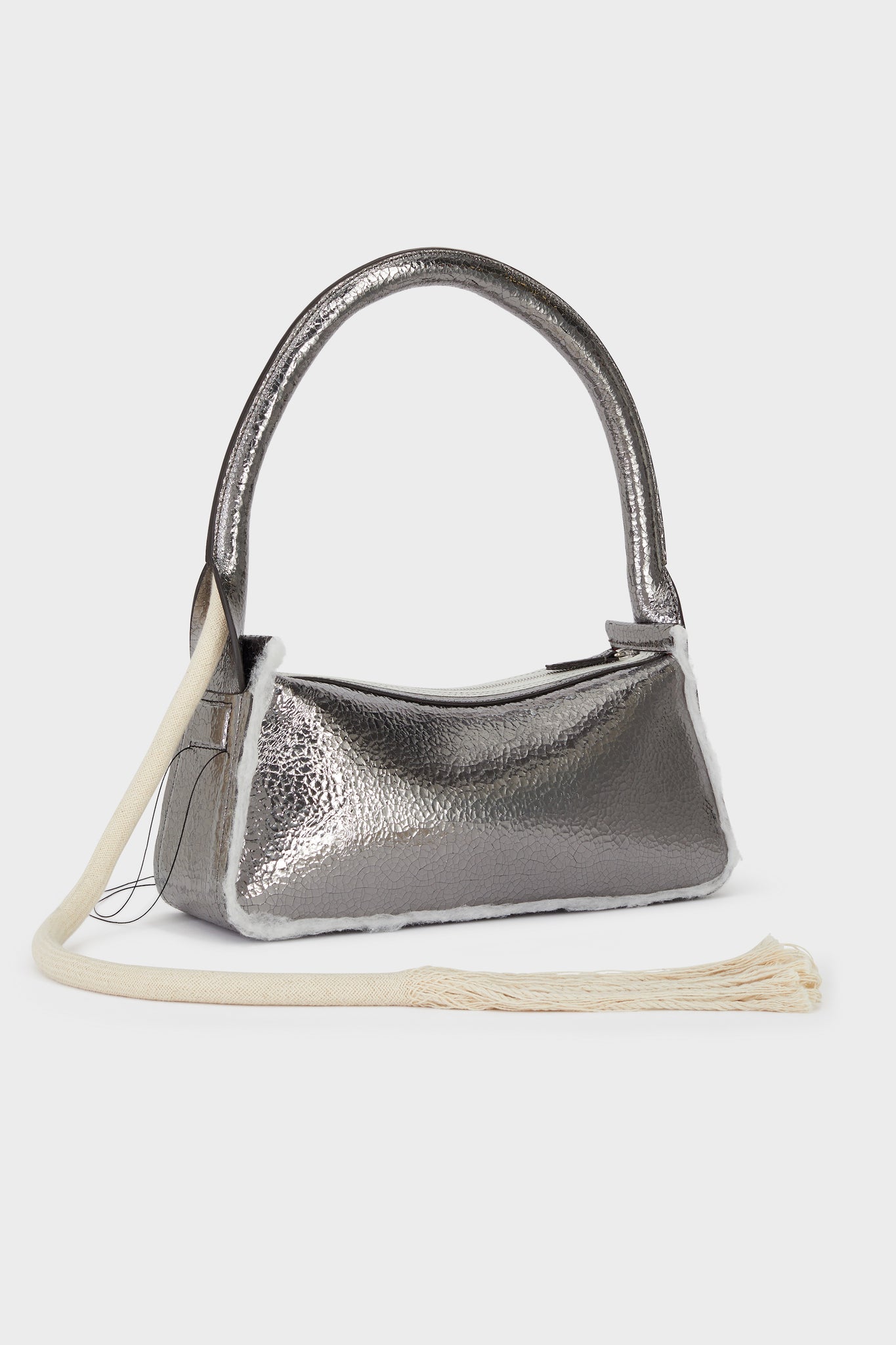 Savvas Silver Cracked Shoulder Bag