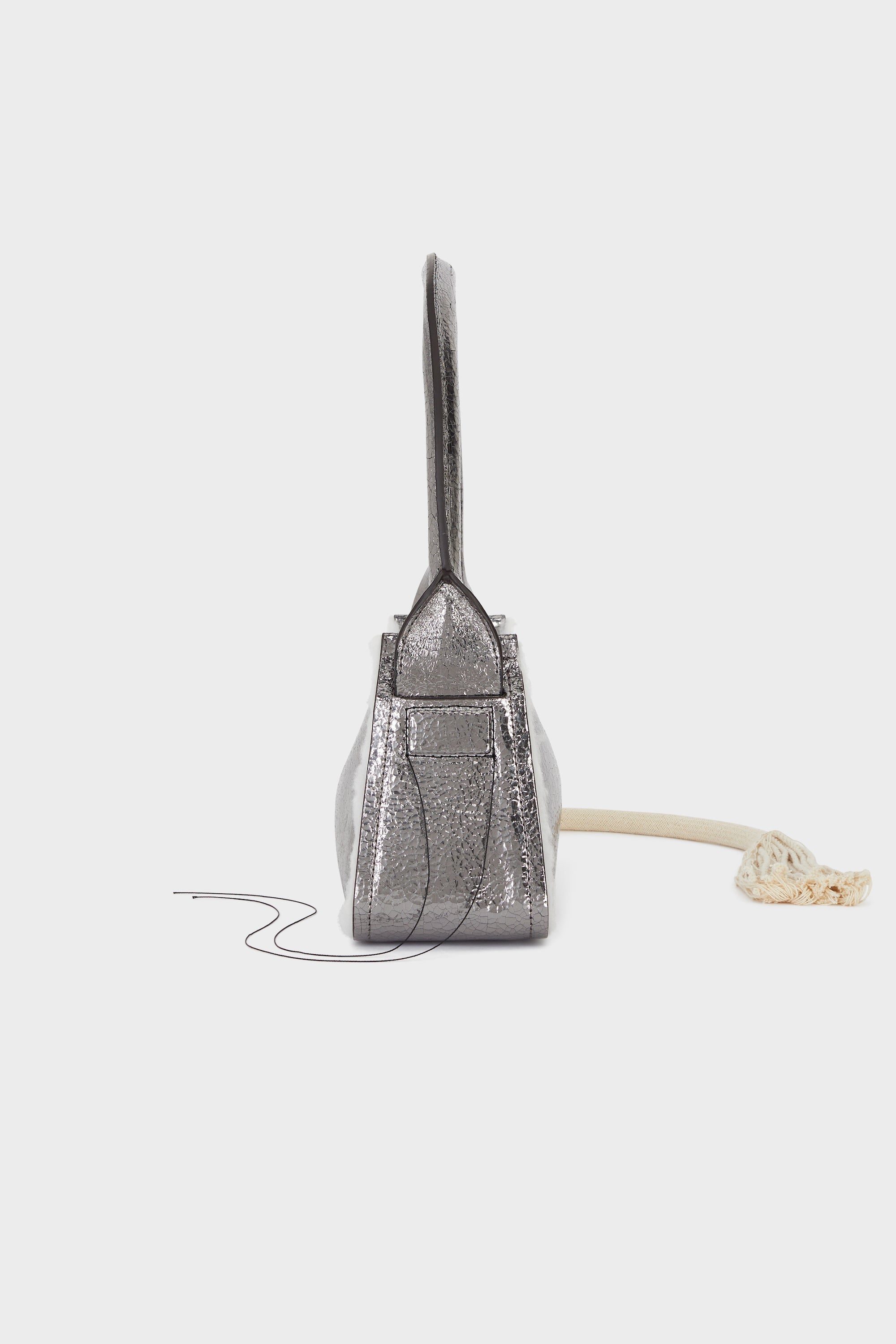 Savvas Silver Cracked Shoulder Bag