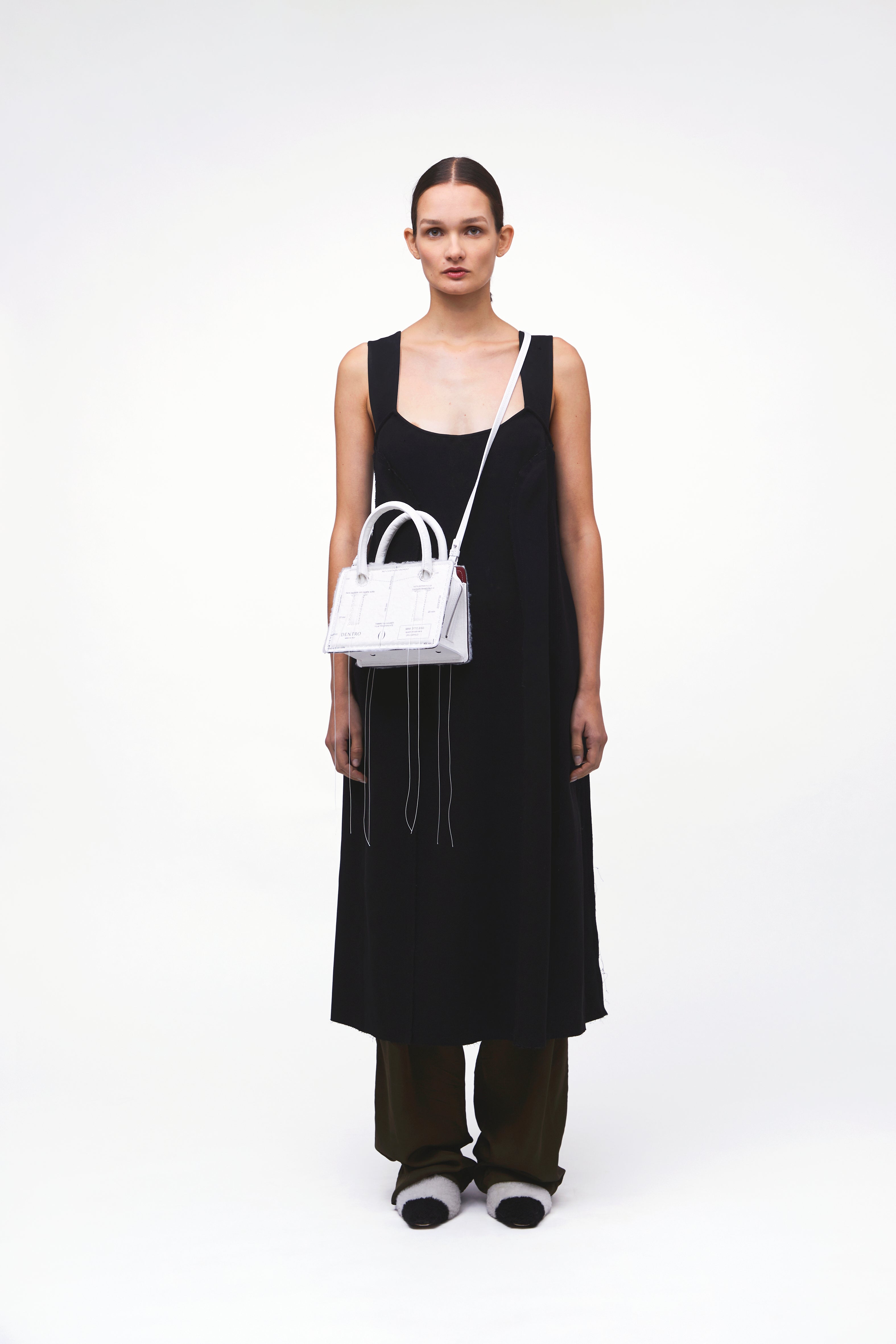 トートバッグ DENTRO Printed Paper Otto Paper Handbag Mini Otto White Paper Handbag – Dentro